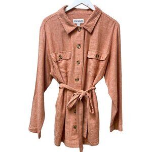 Centigrade Linen Blend Shirt with Belt Plus Size 1X Safari Jacket Button up NWOT